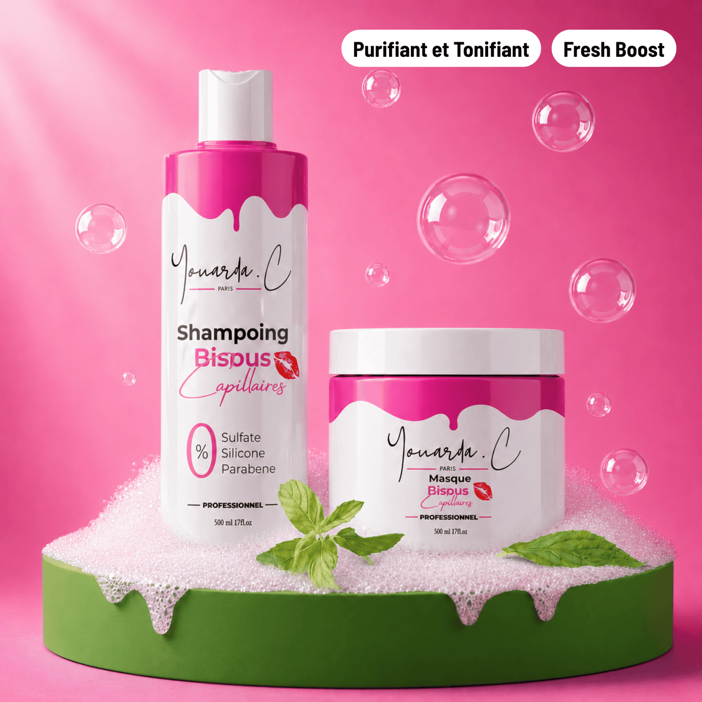YOUARDA•C Soin des cheveux ❄️ Youarda.C® – Gamme Bisous Capillaires – Fresh Boost & Énergie Capillaire, Purifie, Tonifie & Rafraîchit Intensément, sensation ultra-fraîche