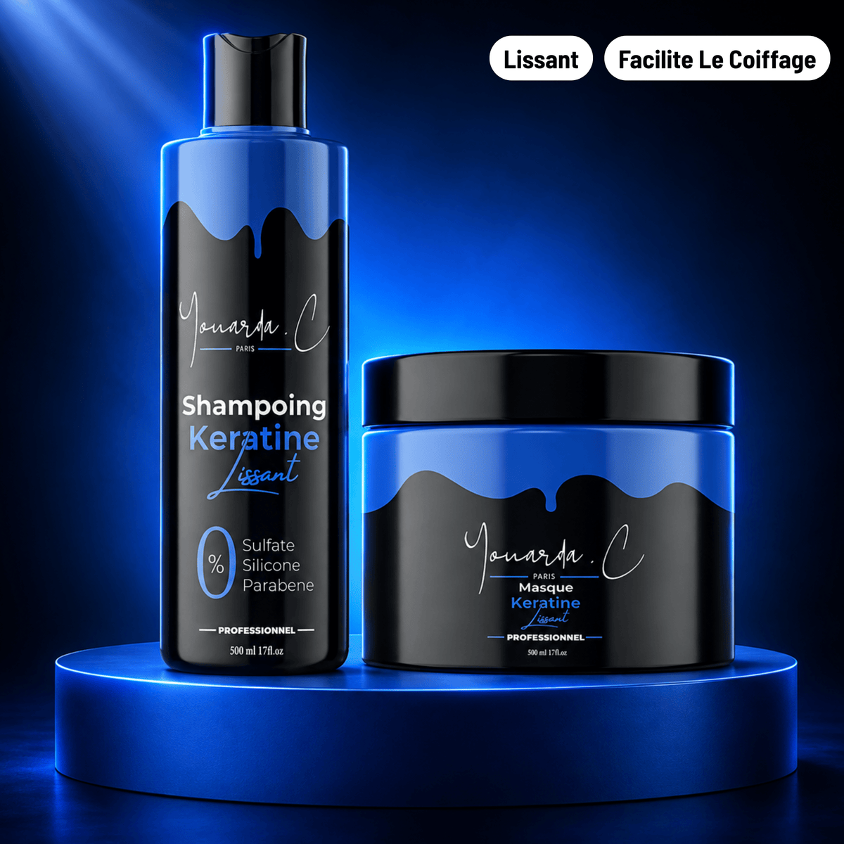 YOUARDA•C Soin des cheveux 👑 Youarda.C® – Gamme KÉRATINE LISSANT – Lisse, Démêle & Facilite le Coiffage - Cheveux Indisciplinés, Anti-Frisottis, Lissage