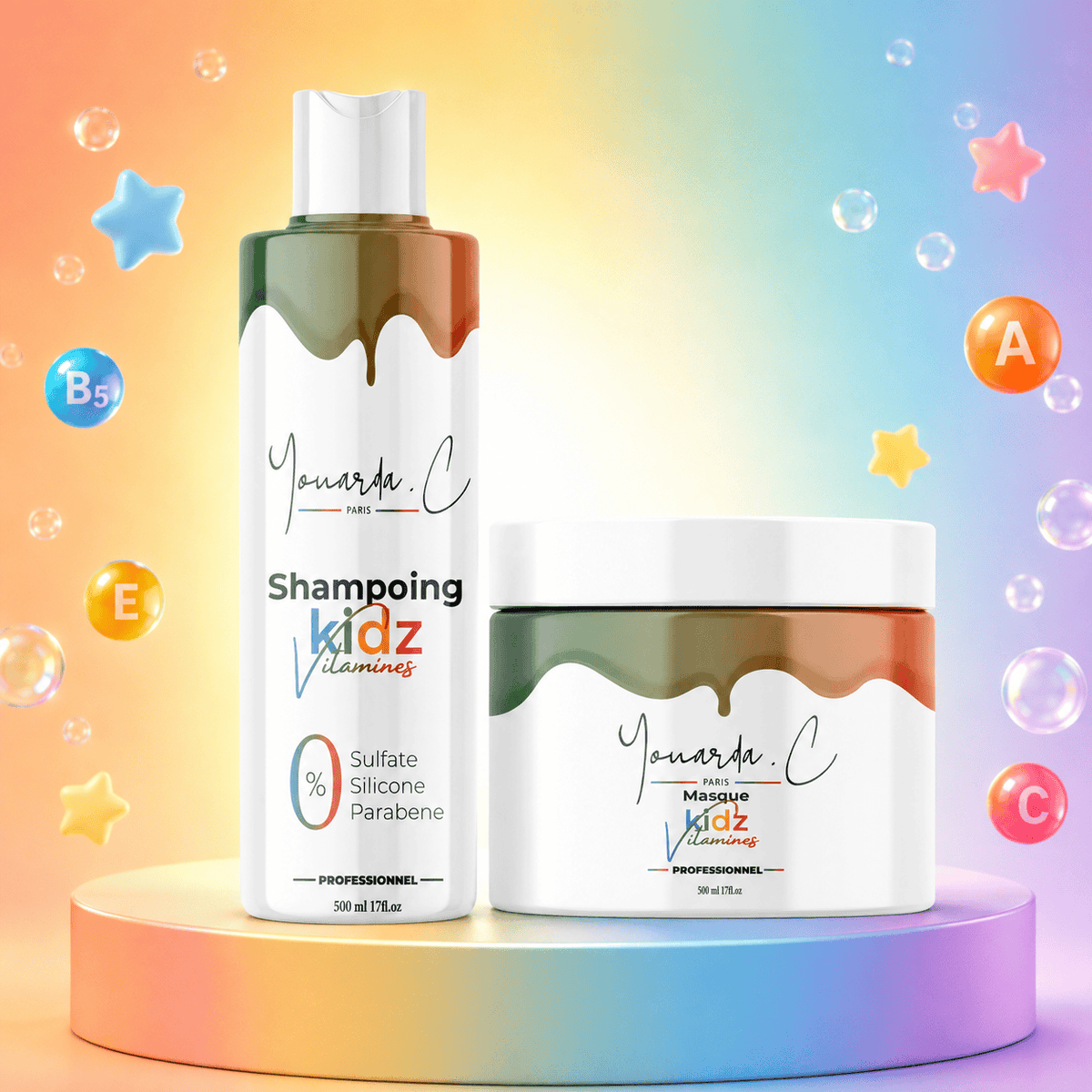YOUARDA•C Soin des cheveux 🌈 Youarda.C® – Gamme KIDZ VITAMINES – Cheveux Enfants – Des Vitamines, du Fun & Faciles à Coiffer !
