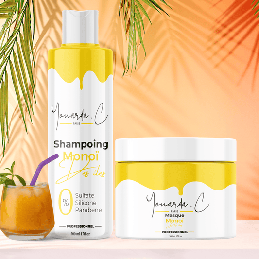 YOUARDA•C Soin des cheveux Youarda.C – Gamme Monoï des Îles – Bouclier UV, Soleil, Mer, Piscine. Cheveux Brillants et Protégés, Hydratation Longue Durée