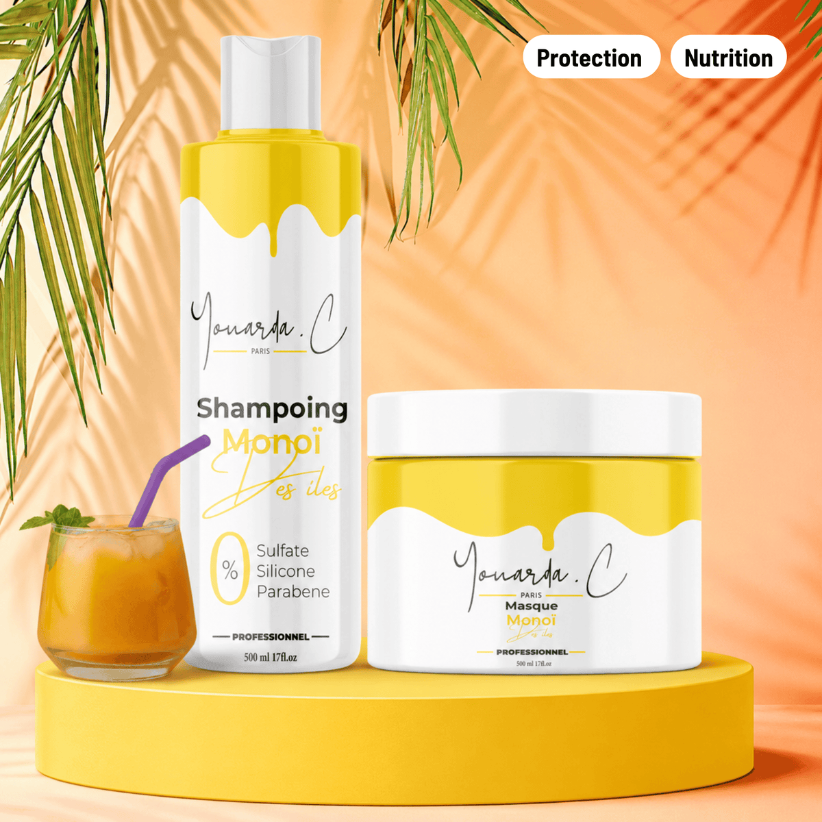 YOUARDA•C Soin des cheveux ☀️ Youarda.C® – Gamme Monoï des Îles – Bouclier UV, Soleil, Mer, Piscine. Cheveux Brillants et Protégés, Hydratation Longue Durée
