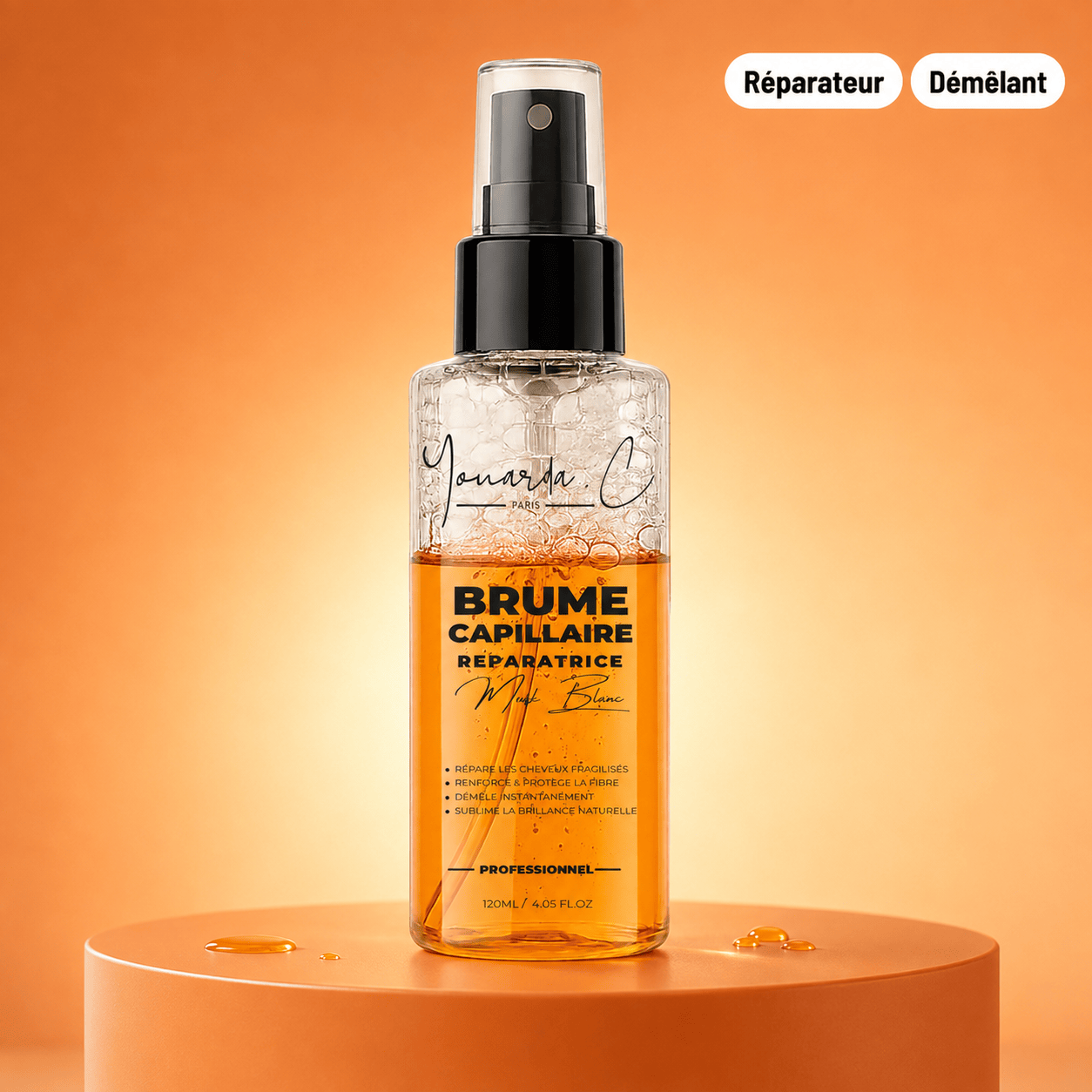 YOUARDA•C Solutions pour friser et défriser les cheveux 💫 Youarda.C – Brume Capillaire Réparatrice – Odeur Musc Blanc, Réparation, Démêlage & Brillance