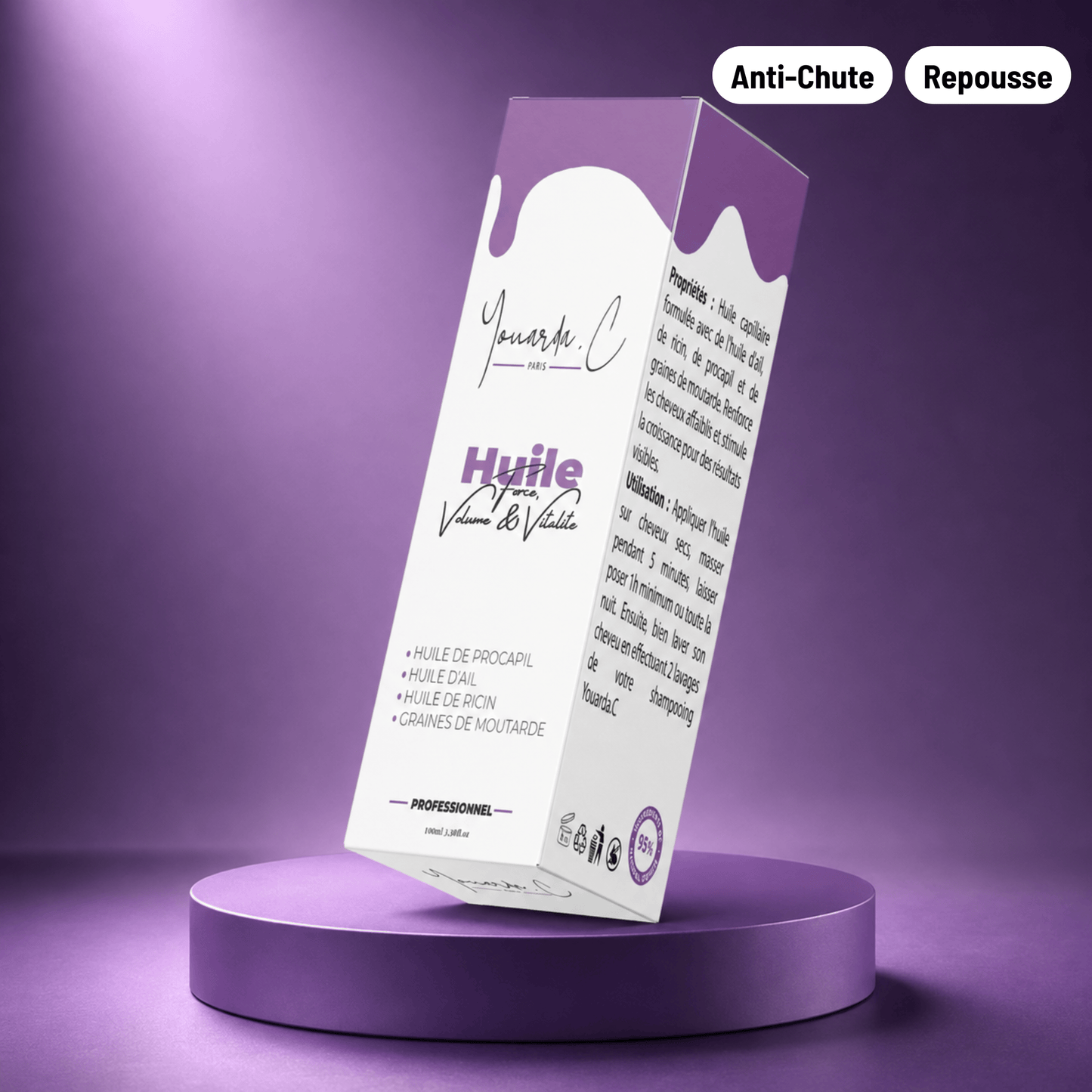 YOUARDA•C Solutions pour friser et défriser les cheveux 🌱 Youarda.C® – Huile Fortifiante Naturelle – Ricin, Ail, Graine de Moutarde & Procapil – Volume, Force & Énergie
