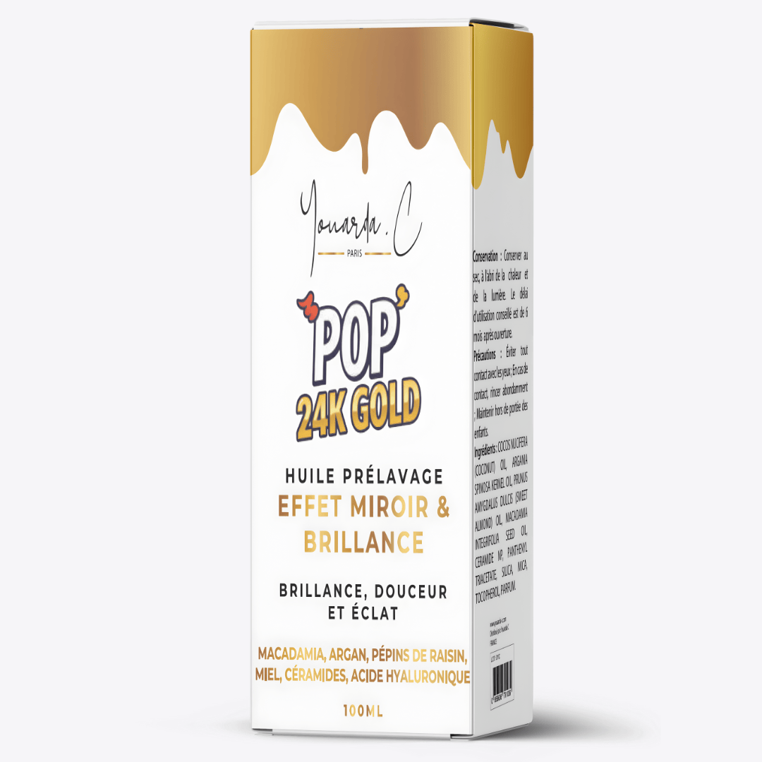 YOUARDA•C Solutions pour friser et défriser les cheveux Youarda.C – Huile Prelavage BOOSTER POP 24K GOLD – Éclat 24K, Soin Sublimateur & Brillance Luxueuse, Nourrit, Illumine & Revitalise en Profondeur
