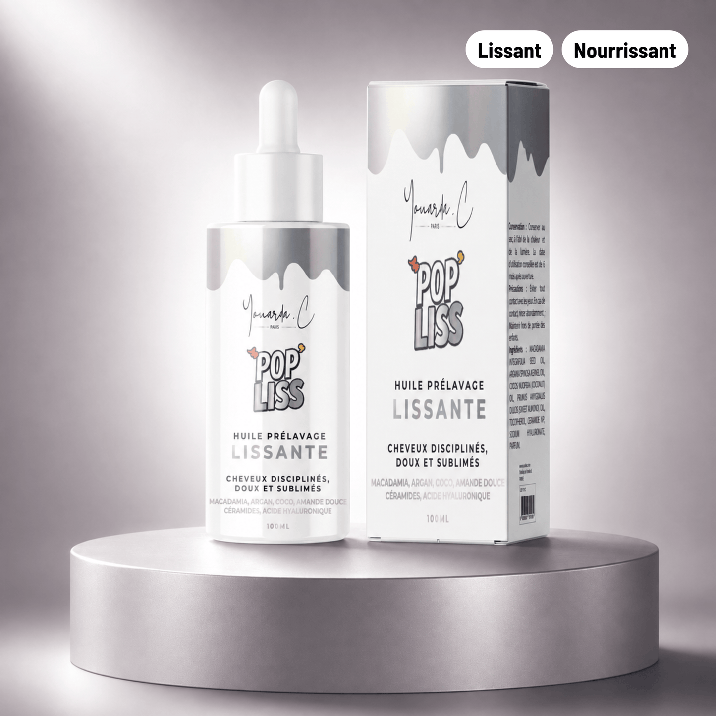 YOUARDA•C Solutions pour friser et défriser les cheveux 💖 Youarda.C® – Huile Prelavage BOOSTER POP LISS – Soin Lissant & Cheveux Disciplinés, Nourrit & Dompte les Cheveux Rebelles, Coiffage Facilité