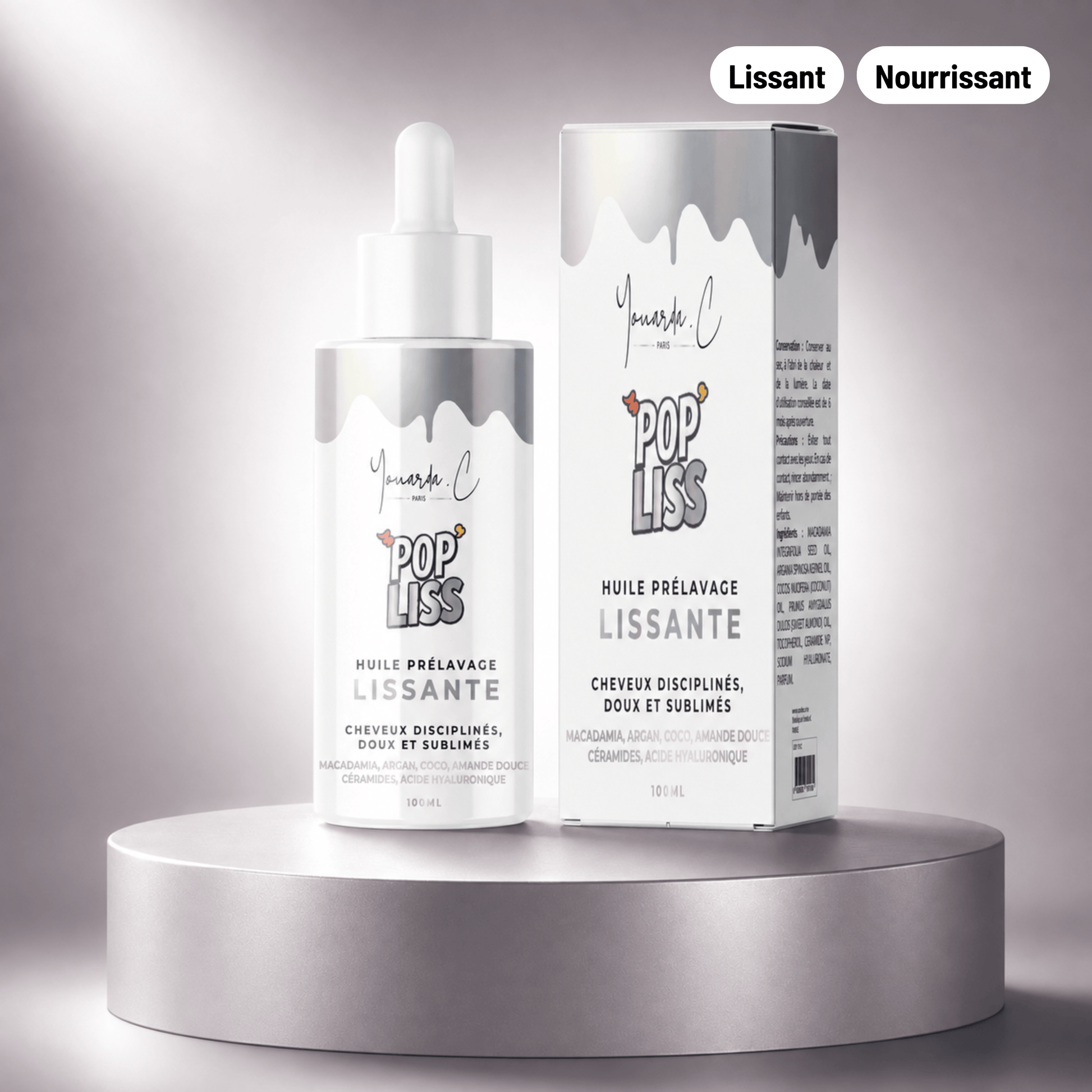 YOUARDA•C Solutions pour friser et défriser les cheveux 💖 Youarda.C® – Huile Prelavage BOOSTER POP LISS – Soin Lissant & Cheveux Disciplinés, Nourrit & Dompte les Cheveux Rebelles, Coiffage Facilité