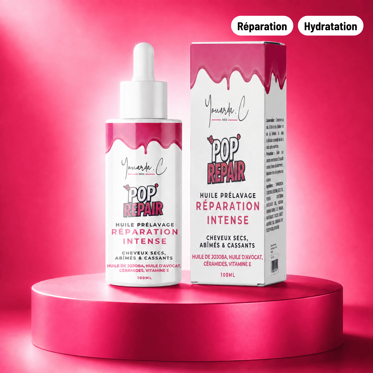 YOUARDA•C Solutions pour friser et défriser les cheveux 💫 Youarda.C® – Huile Prelavage BOOSTER POP REPAIR – Réparation Profonde & Cheveux Régénérés, Réparateur & Fibre Ressourcée, Cheveux Abîmés & Fragilisés