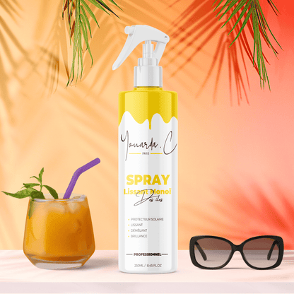 YOUARDA•C Solutions pour friser et défriser les cheveux ☀️ Youarda.C – Spray Lissant Monoï – Protecteur UV, Anti-Frizz & Thermo-Protecteur Chaleur, Lissant, Coiffage Facilité